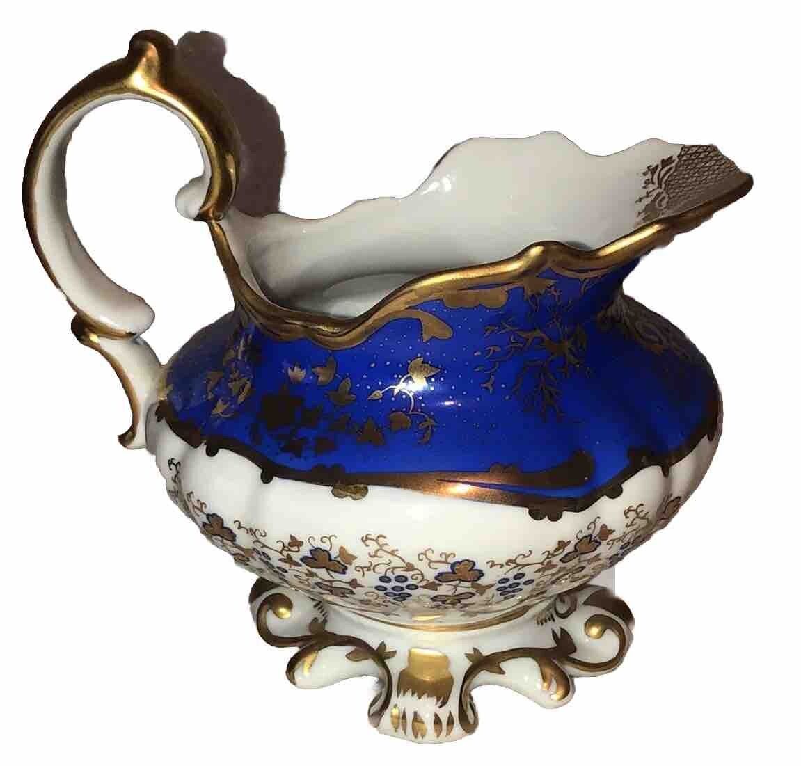 Vintage Franklin Porcelain Museum Repo Antique Mini Pitcher Cobalt Blue ￼nice