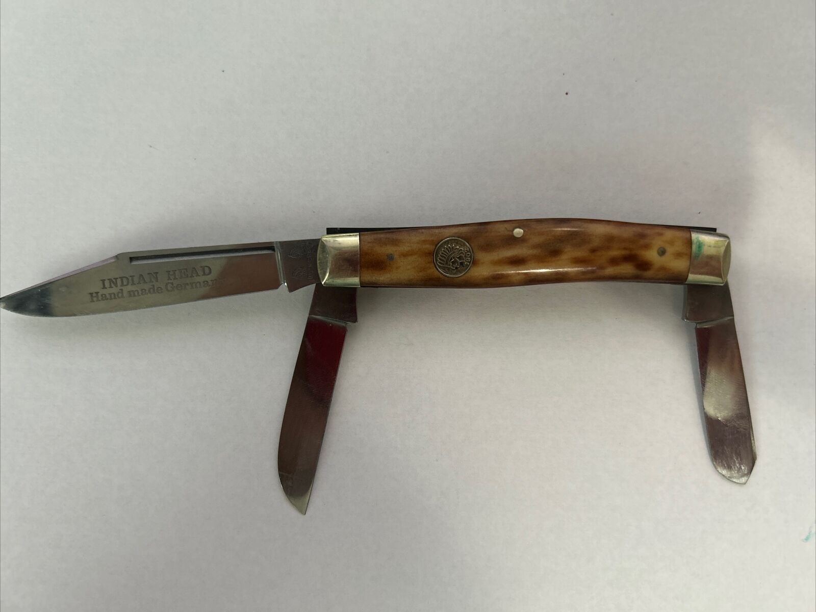 Vintage Buck Creek Indian Head 3 Blade, Hand Made Solingen, Germany, Unused