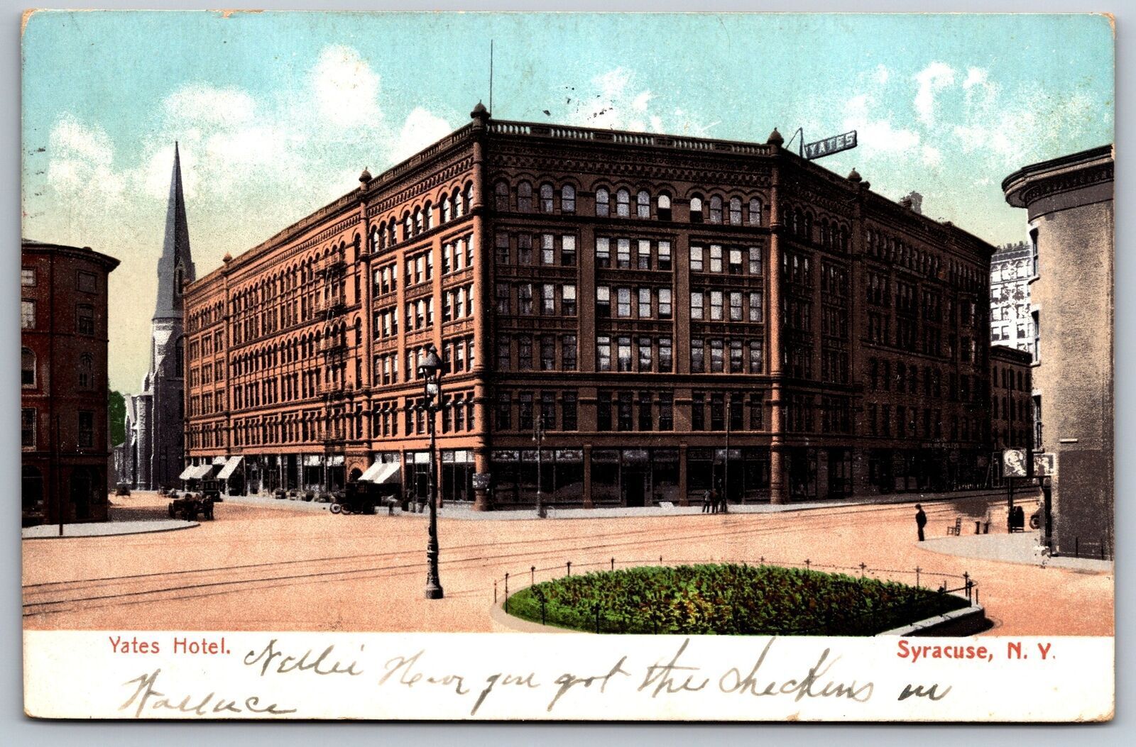 Vintage Postcard 1909 Yates Hotel Building Highway Road Syracuse New York N.Y.