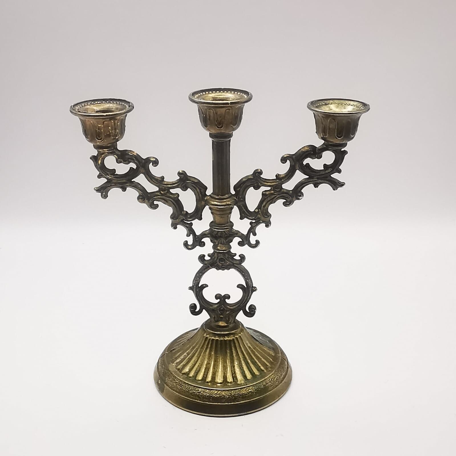 Chic Vintage Candlestick 3 Candles Alloy Bronze 60% 118g