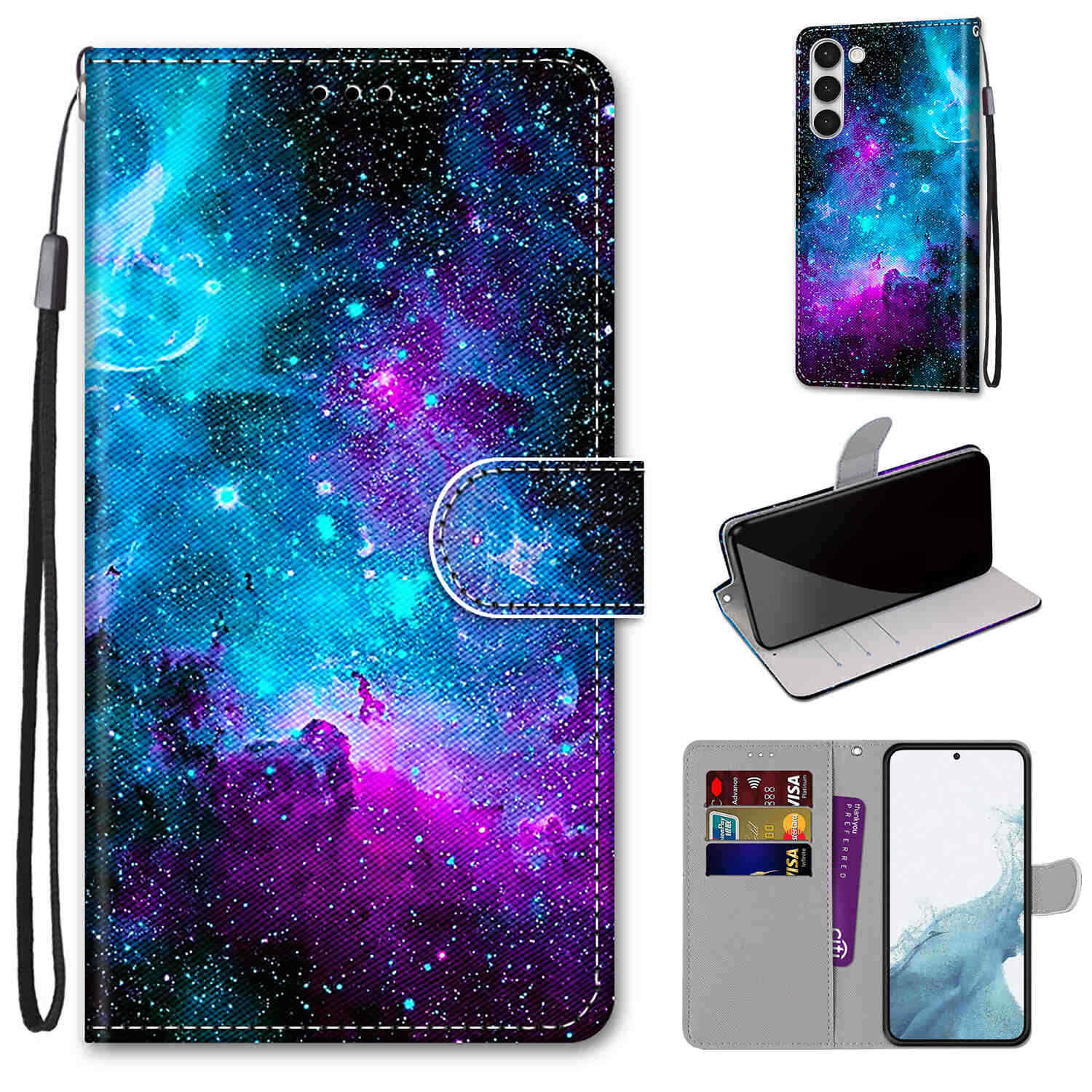 Universe Wallet Phone Case For iPhone Huawei Google Sony OPPO ZTE Xiaomi Samsung
