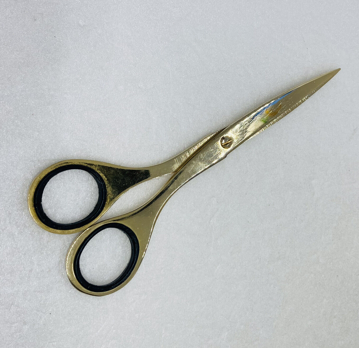 Vintage Gold Tone Scissors 6.5” Shiny Metal Tool Fancy Art Decor 16