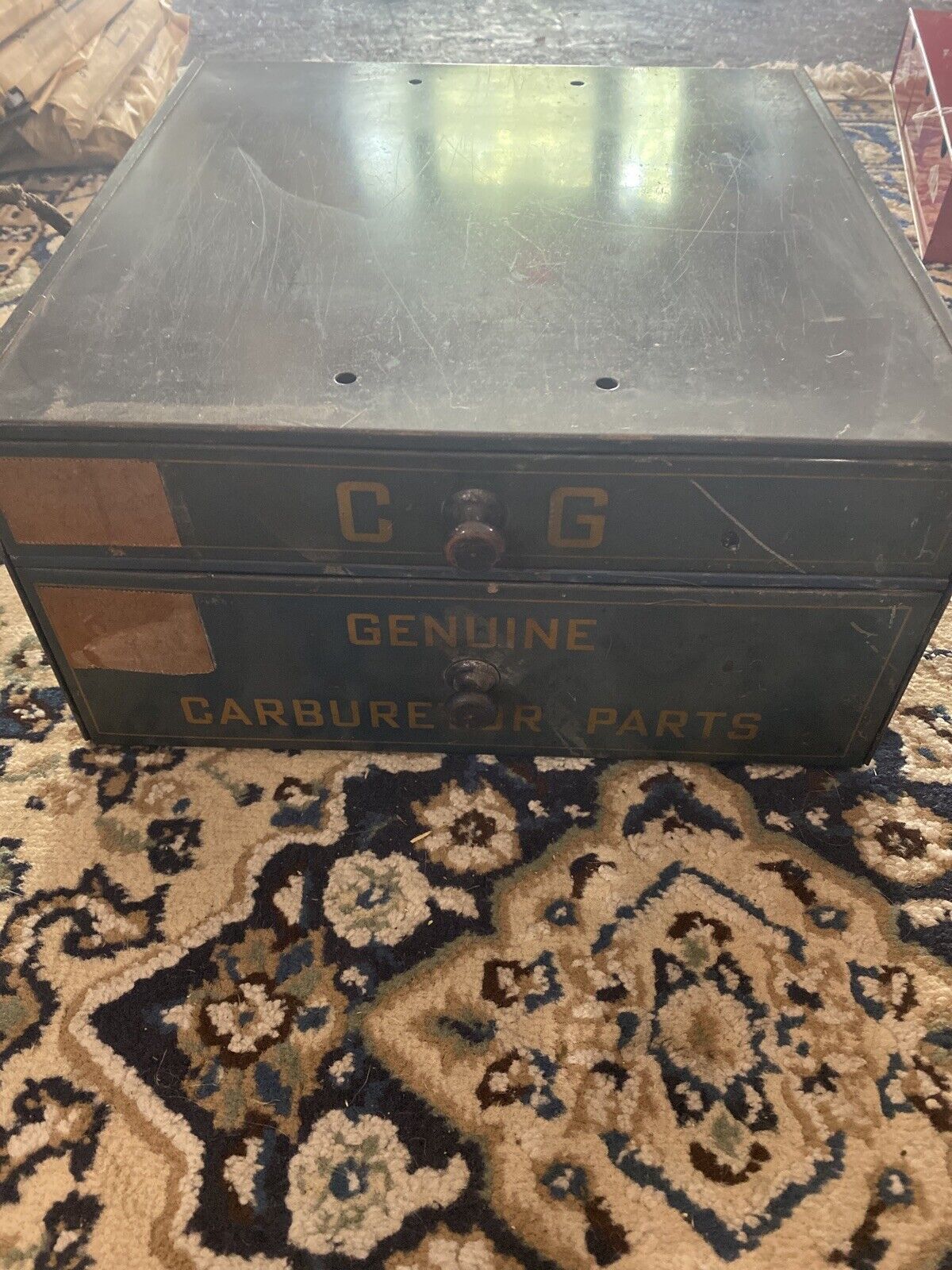 C-G Antique Carburator Display Parts Cabinet Automobile chandler Groves Bendix