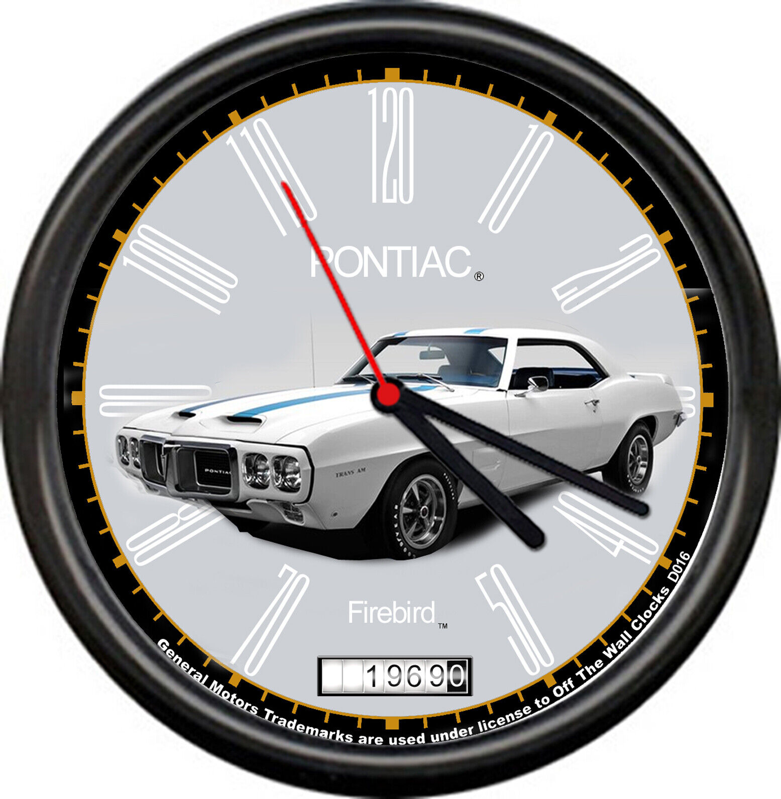 Licensed 1969 Pontiac Firebird 2 Door Sedan Vintage General Motors Wall Clock
