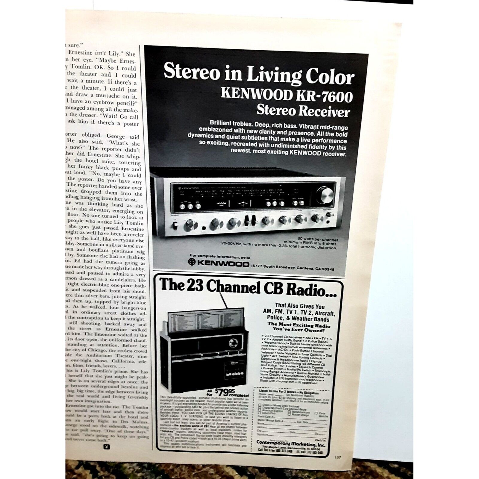 1976 Kenwood Receiver and CB Radio Original Ad Vintage