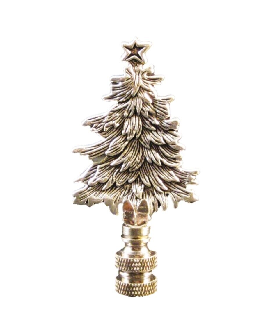 Holiday/Christmas Lamp Finial-TREE-Antique Silver Finish-SN Base