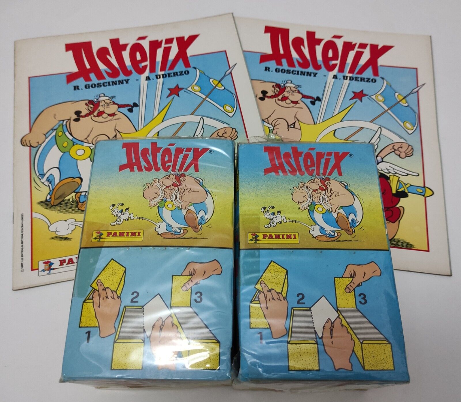 Asterix and Obelix Panini 1987 2 Boxes (2x100 Packets) + Two French Albums 