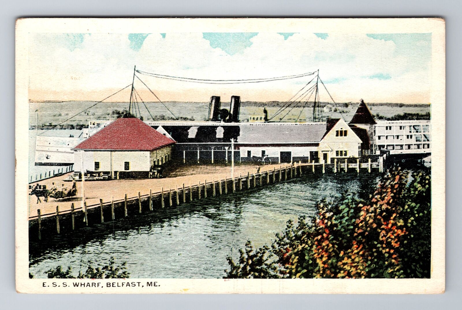 Belfast ME-Maine, ESS Wharf, Antique, Vintage Postcard