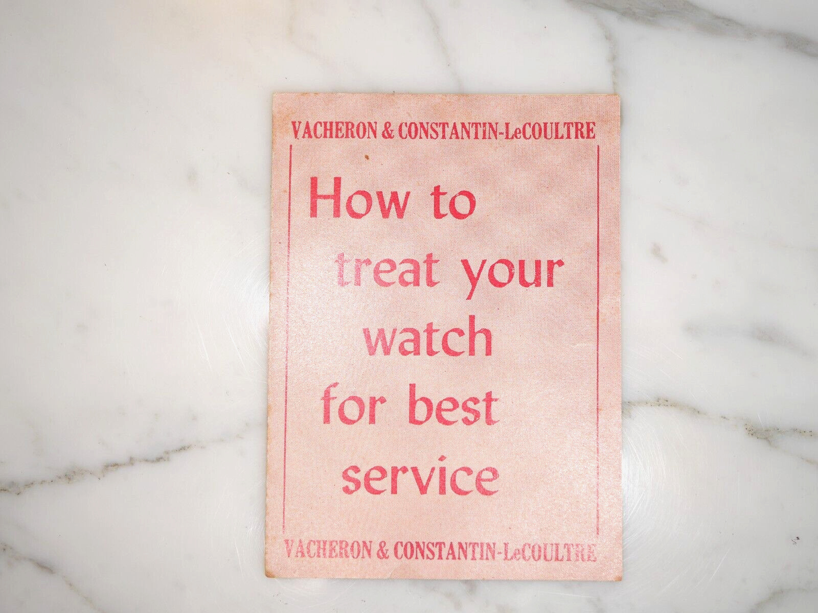Vacheron & Constantin Jaeger LeCoultre Vintage Service Info Book Form Card 2042