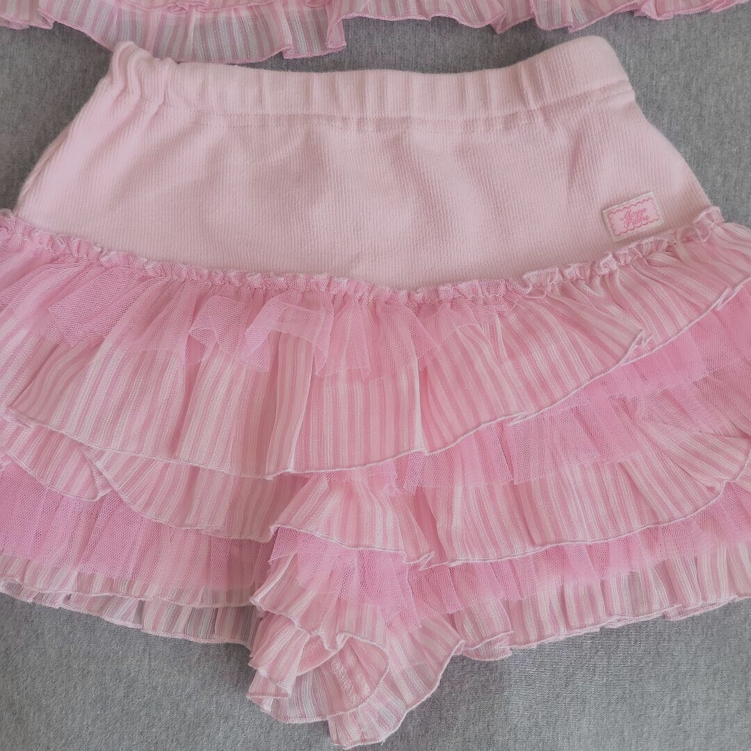 Mezzo Piano Elastic Waist Pantskirt & T-Shirt Size 120 Pink Ribbon Kawaii