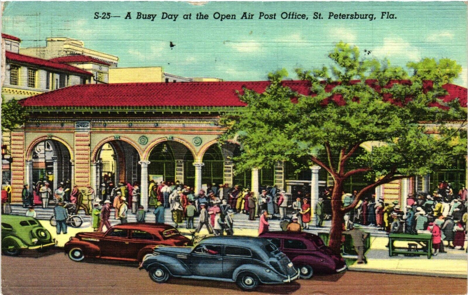 Vintage Postcard- S25. Open Air Post Office. St. Petersburg, FL. Posted 1951