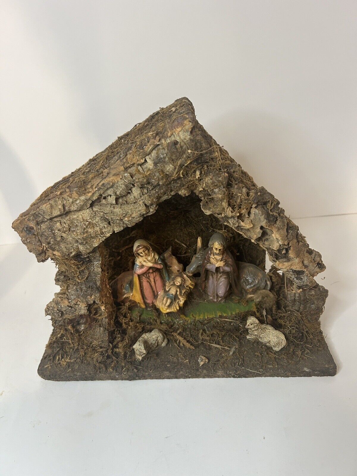 Vintage Nativity Set Wood Creche Rustic Wood Made in Italy