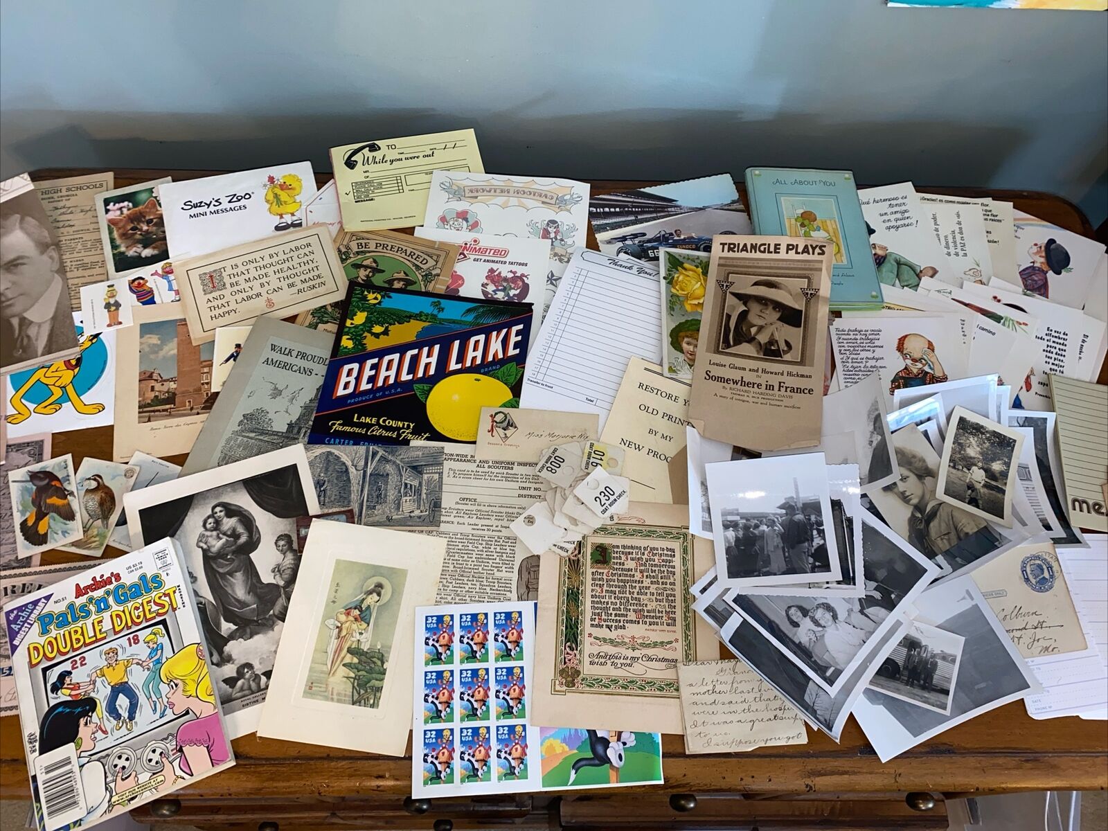 Vintage Lot of 50+ Ephemera Mixed Junk Journals Card Postcards Booklets Lot B