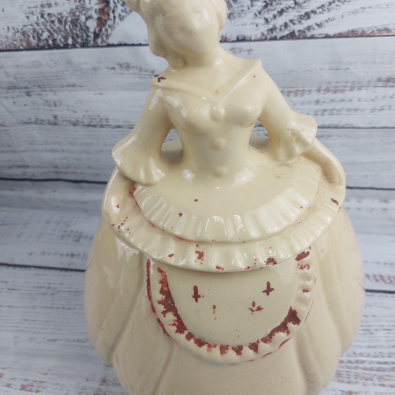 Antique Pan American Art Victorian Southern Belle Ceramic Cookie Jar