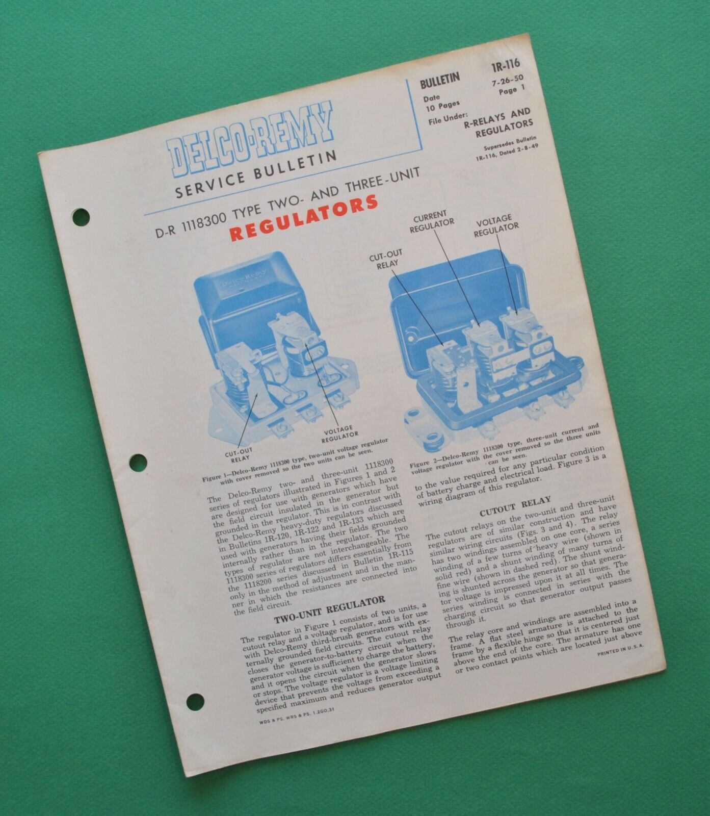 Antique 1940s-50s Harley Service Manual Dealer Bulletin Electrical Delco Remy FL