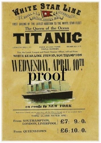 Titanic Poster White Star Ship Ocean Liner Memorabilia advertising UK ad 1912 4
