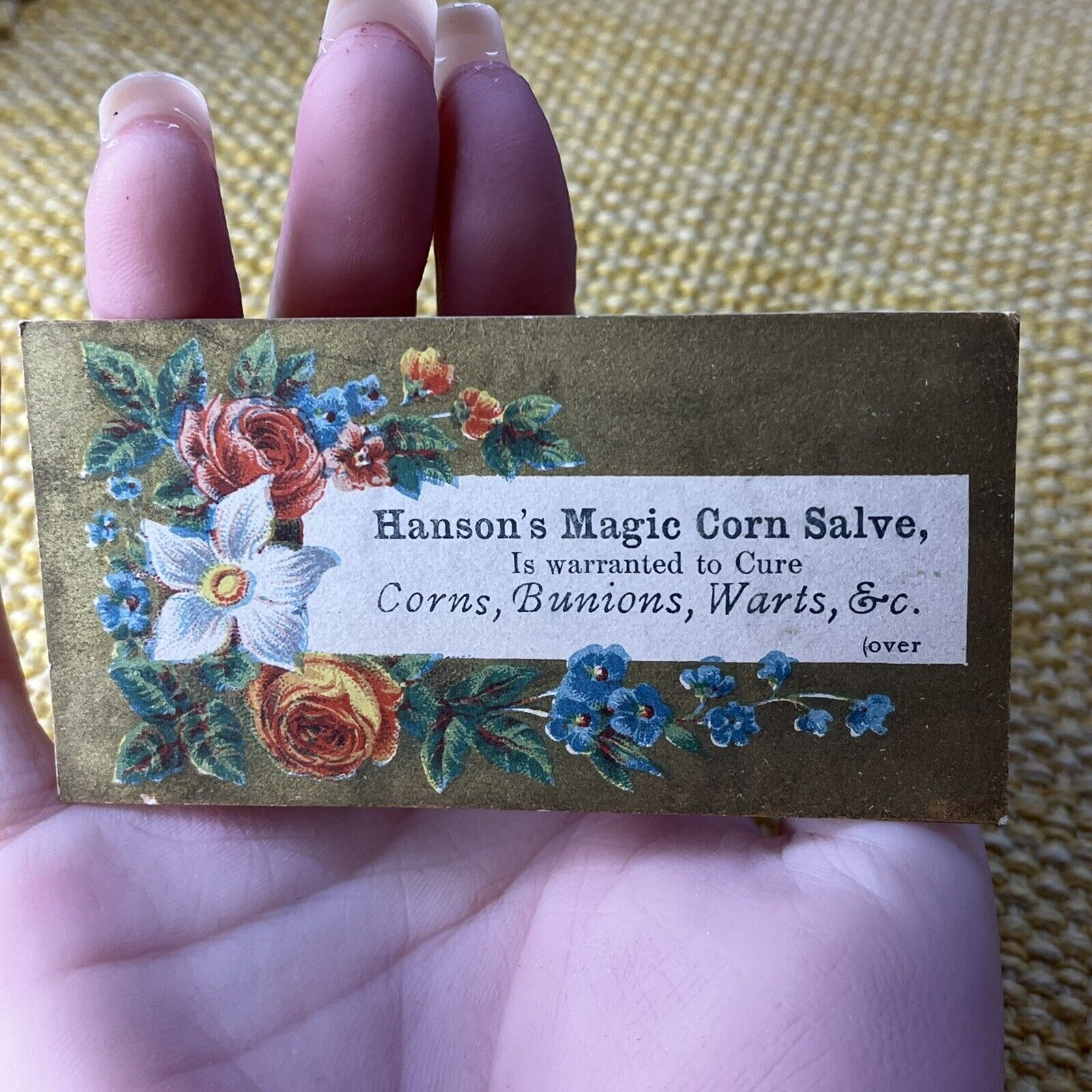 Antique Victorian Trade Card Hansons Magic Corn Salve Schenectady NY Corns Warts