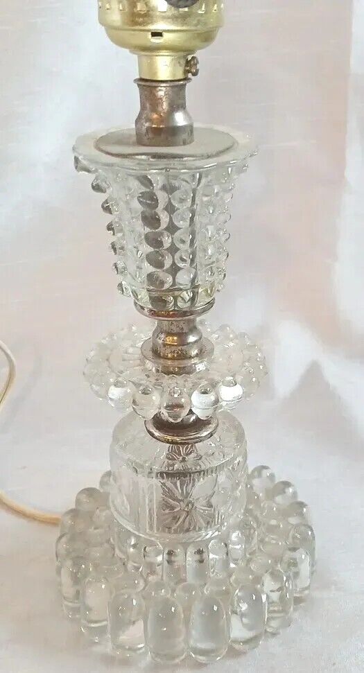 Vintage Art Deco Clear Cut Glass Ornate Table Lamp 1920\'s Style Elegant 10\