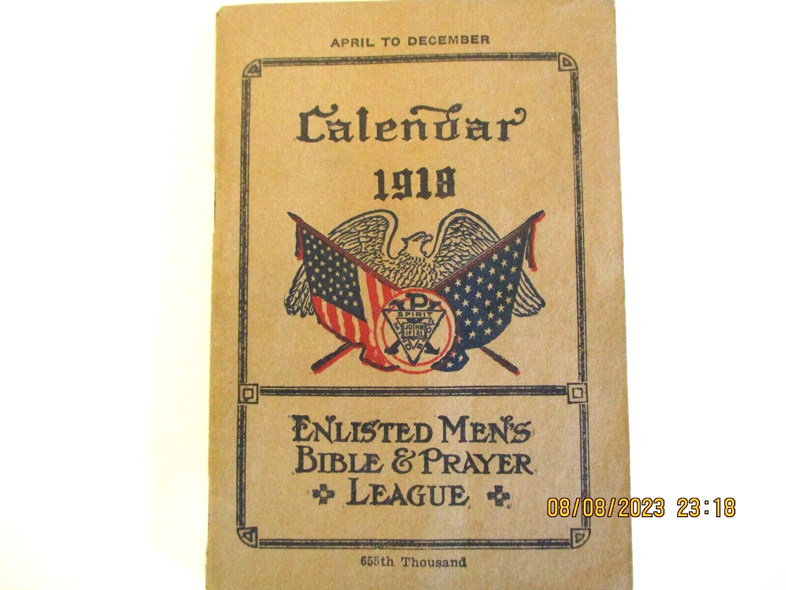 1918 World War I Calendar- Men's Bible and Prayer League Publication