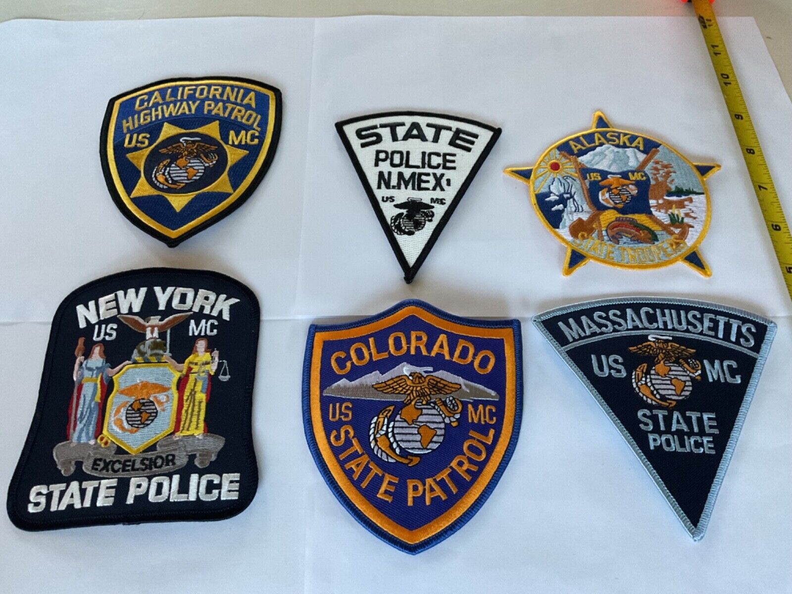 State Police , State Patrol USMC collectors patch set 6 different pieces all New