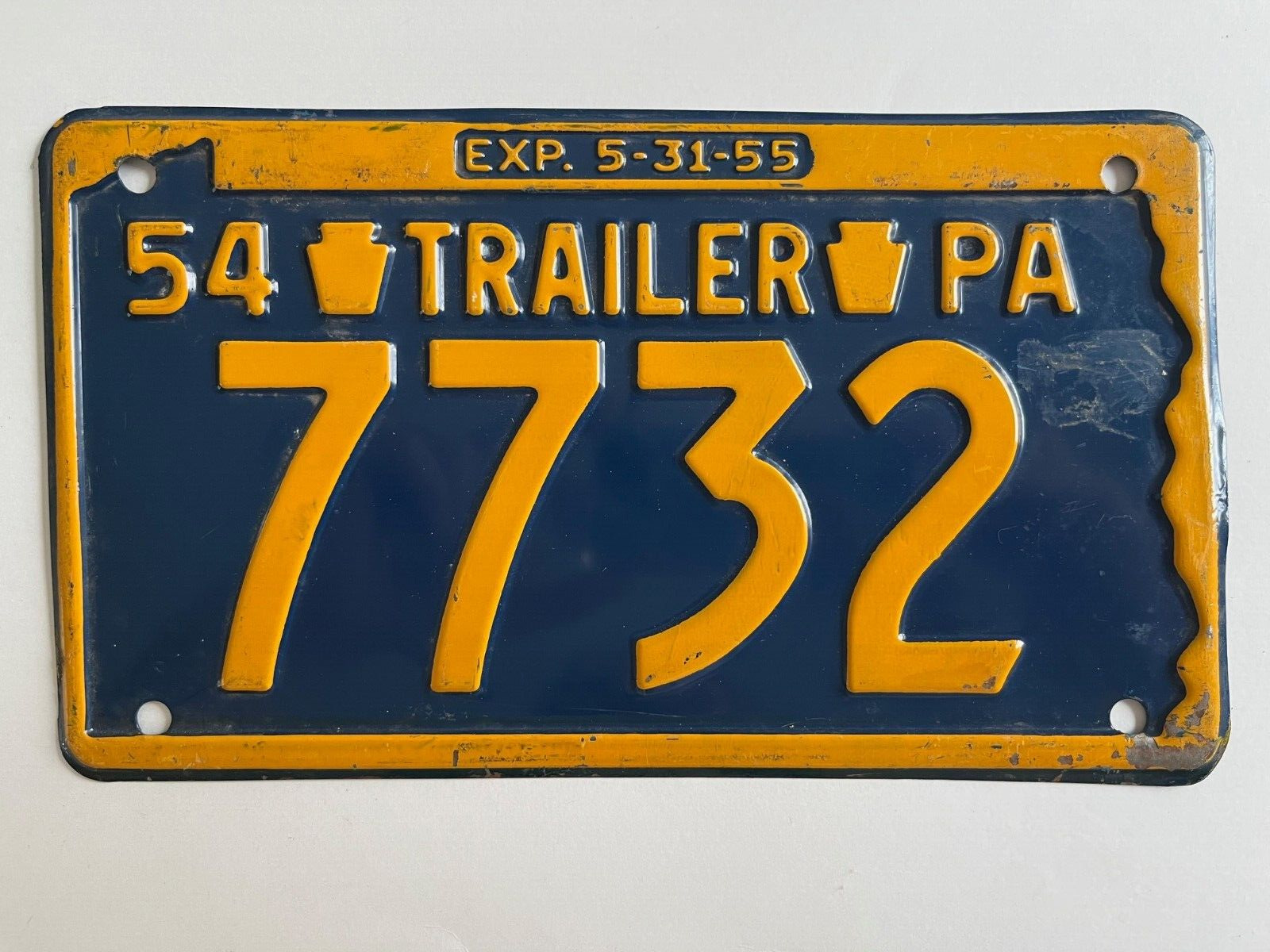 1954 Pennsylvania Trailer License Plate GLOSSY All Original Expires 1955