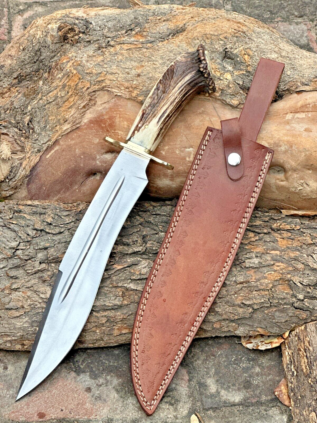 FANCY ANTIQUE CUSTOM HANDMADE STAINLESS STEEL HUNTING FIXED BLADE BOWIE KNIFE