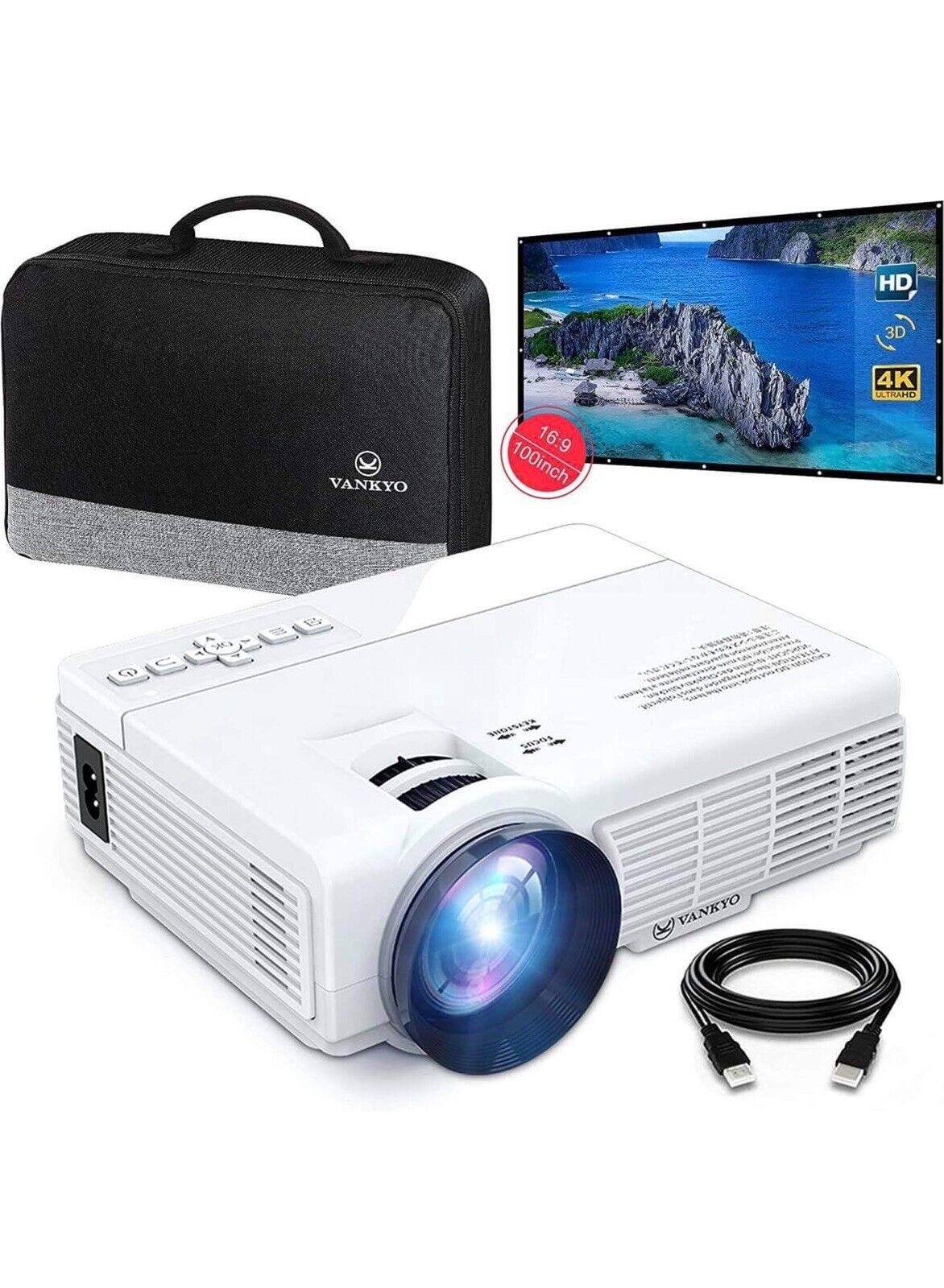 VANKYO Leisure 3 Upgraded Version 2400 Lux LED Portable Projector With Carrying