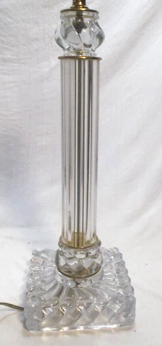 Vintage Paul Hanson Baccarat Swirl Pattern Crystal Corinthian Column Lamp Signed