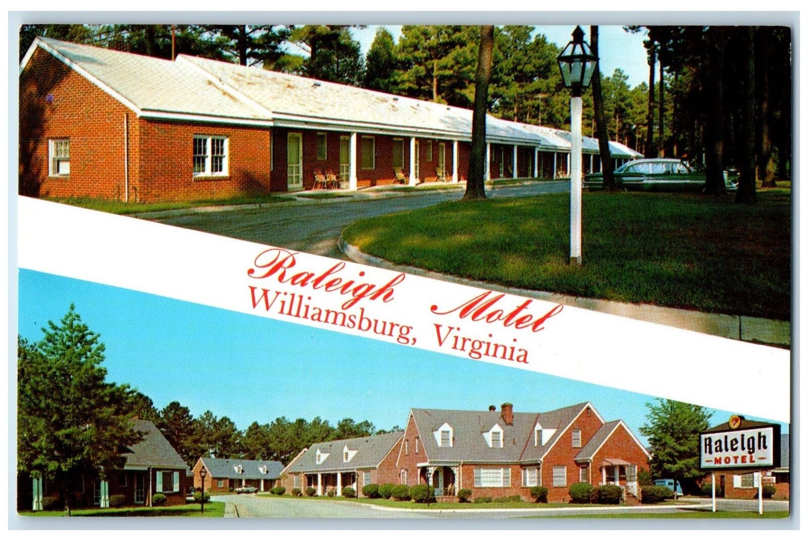 c1960s Raleigh Motel Exterior Scene Roadside Williamsburg Virginia VA  Postcard
