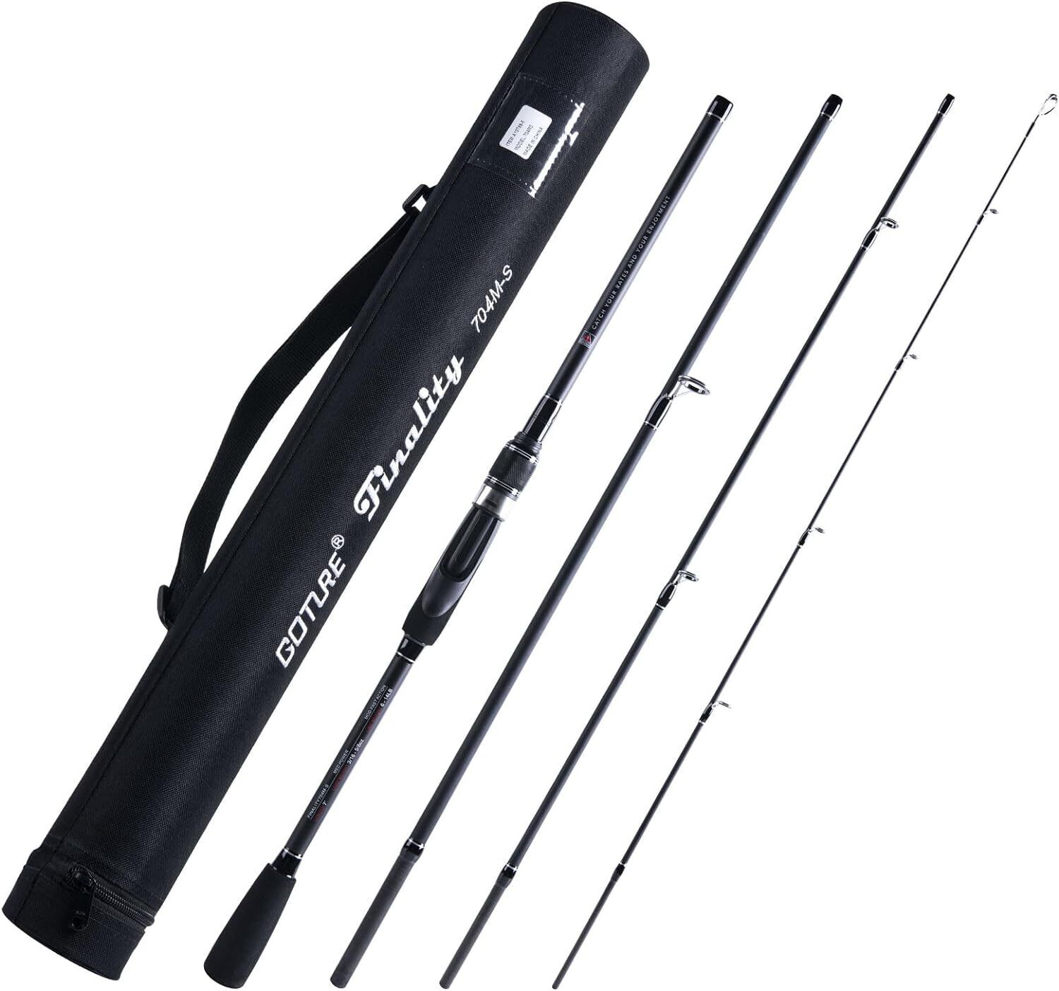 Travel Fishing Rods,4 Piece Fishing Pole with Case/Bag,Surf Casting/Spinning Rod