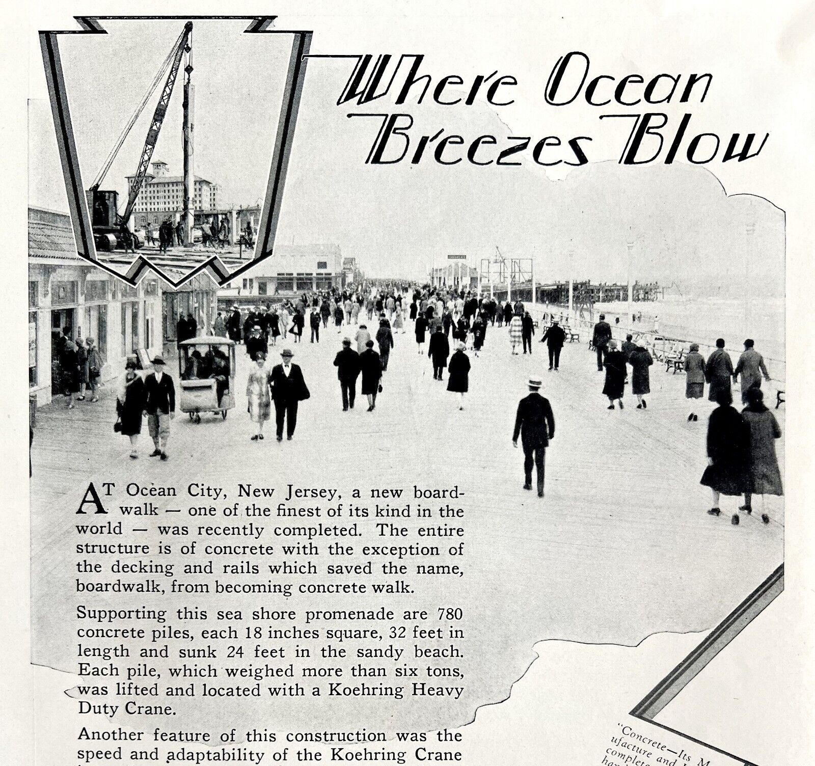 Koehring Concrete 1928 Advertisement New Jersey Ocean City Boardwalk DWCC14