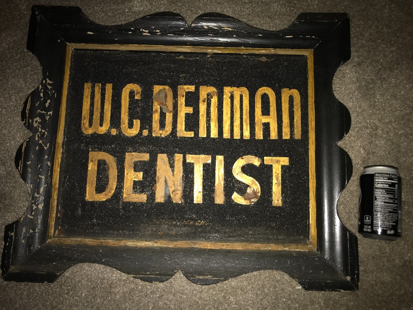 Early 1900's Antique Metal Trade Sign Dentist Doctor / Sand Gold Guild