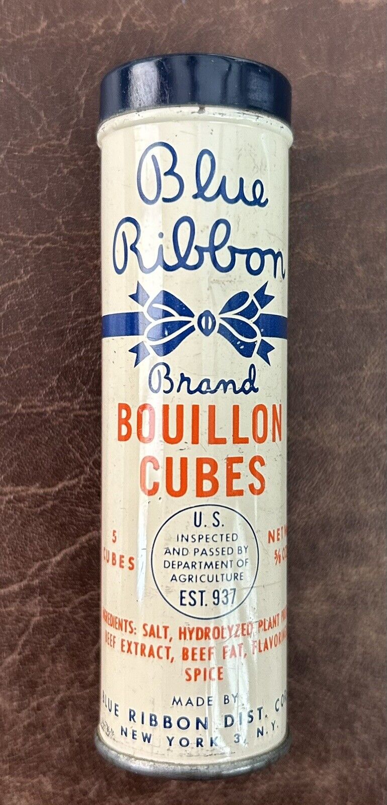 Vintage Blue Ribbon Brand Bouillon Cubes tin. No UPC Code
