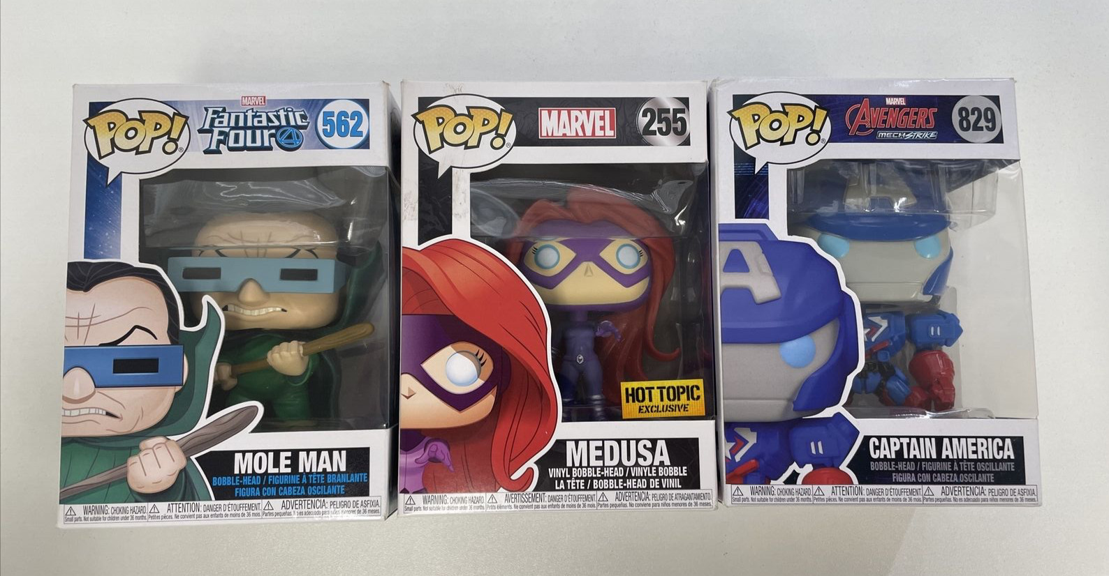 Marvel Funky Pops Mole Man #562, Medusa #255, Captain America #829, 3 Pack