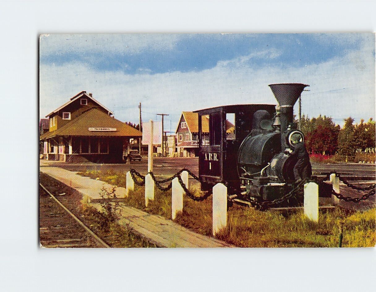 Postcard Railroad Station Fairbanks Alaska USA
