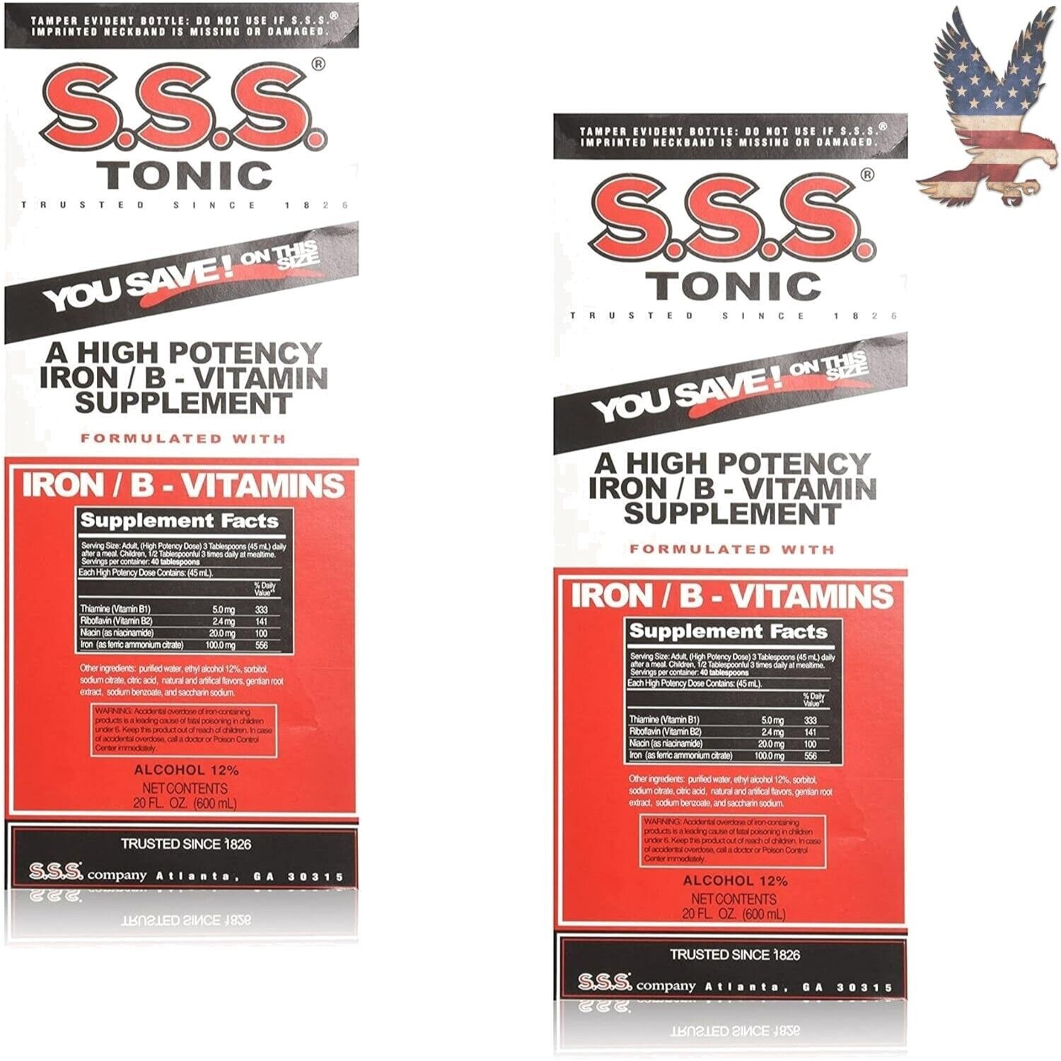 Powerful S.S.S. Tonic Liquid - Iron & B Vitamins - Boost Energy - 20 oz Pack 2