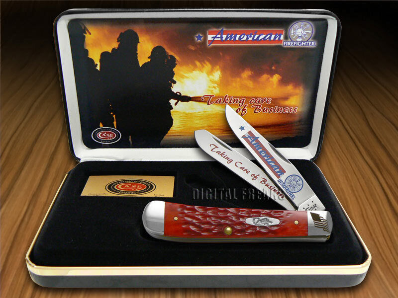 Case xx Knives American Firefighter Trapper Red Bone 1/3000 CAT-AFF