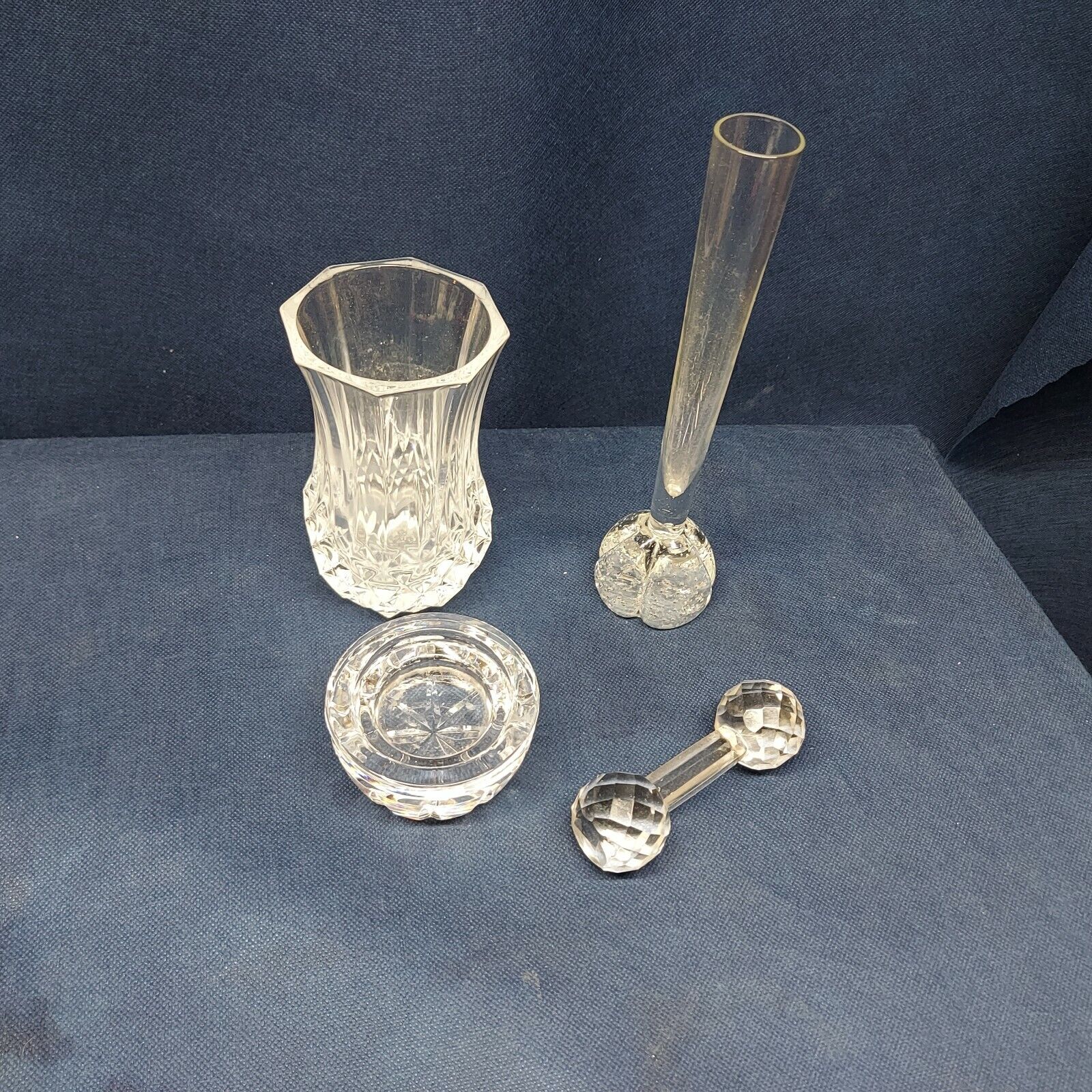 Vintage Crystal/Cut Glass Lot/4 Includes Bud Vase, Vase & More