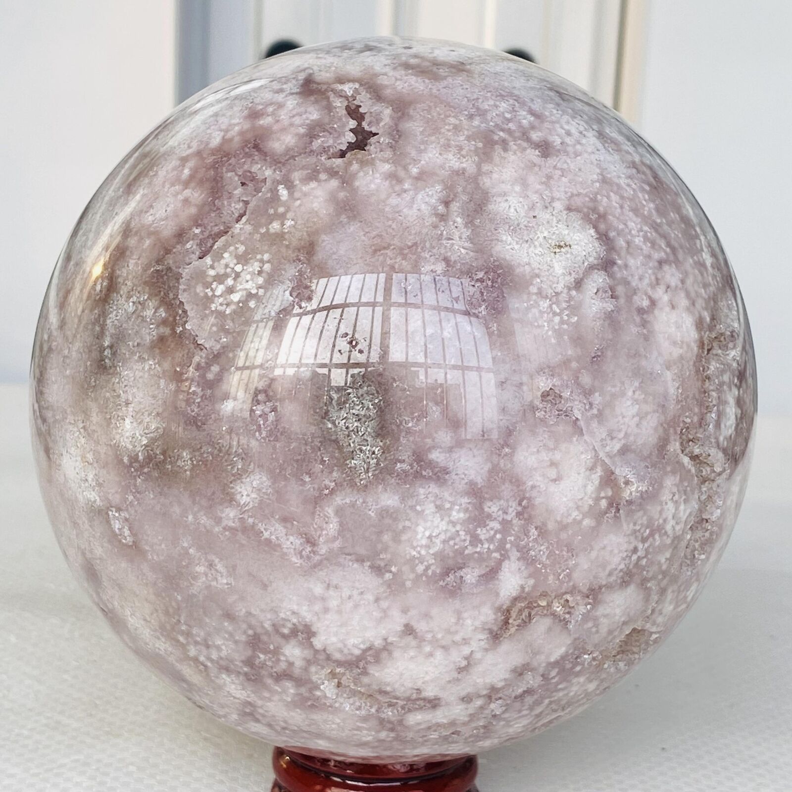 2000g Natural Cherry Blossom Agate Sphere Quartz Crystal Ball Healing