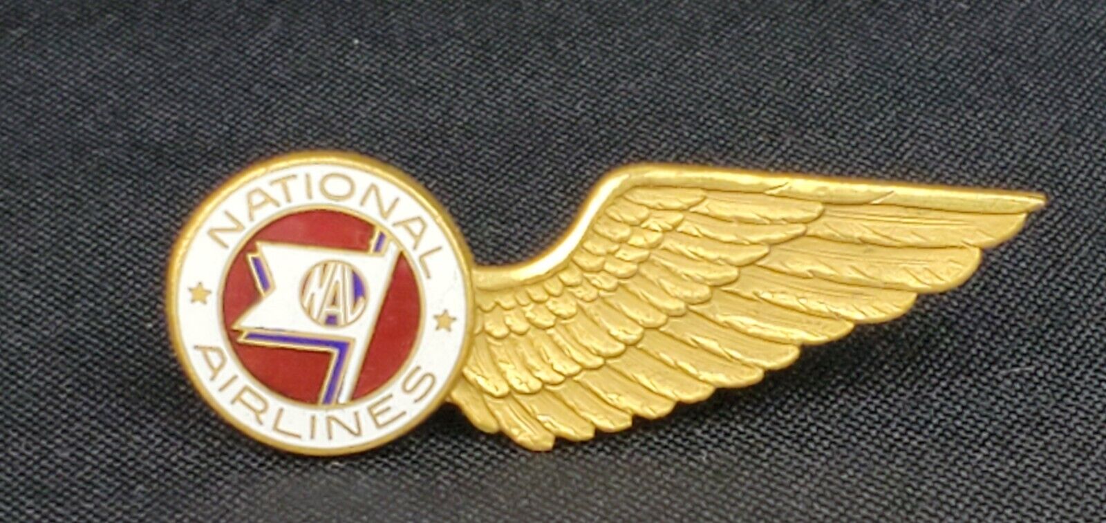 Vintage National Airlines Stewardess Clip Pin Badge 1st Issue Brass and Enamel