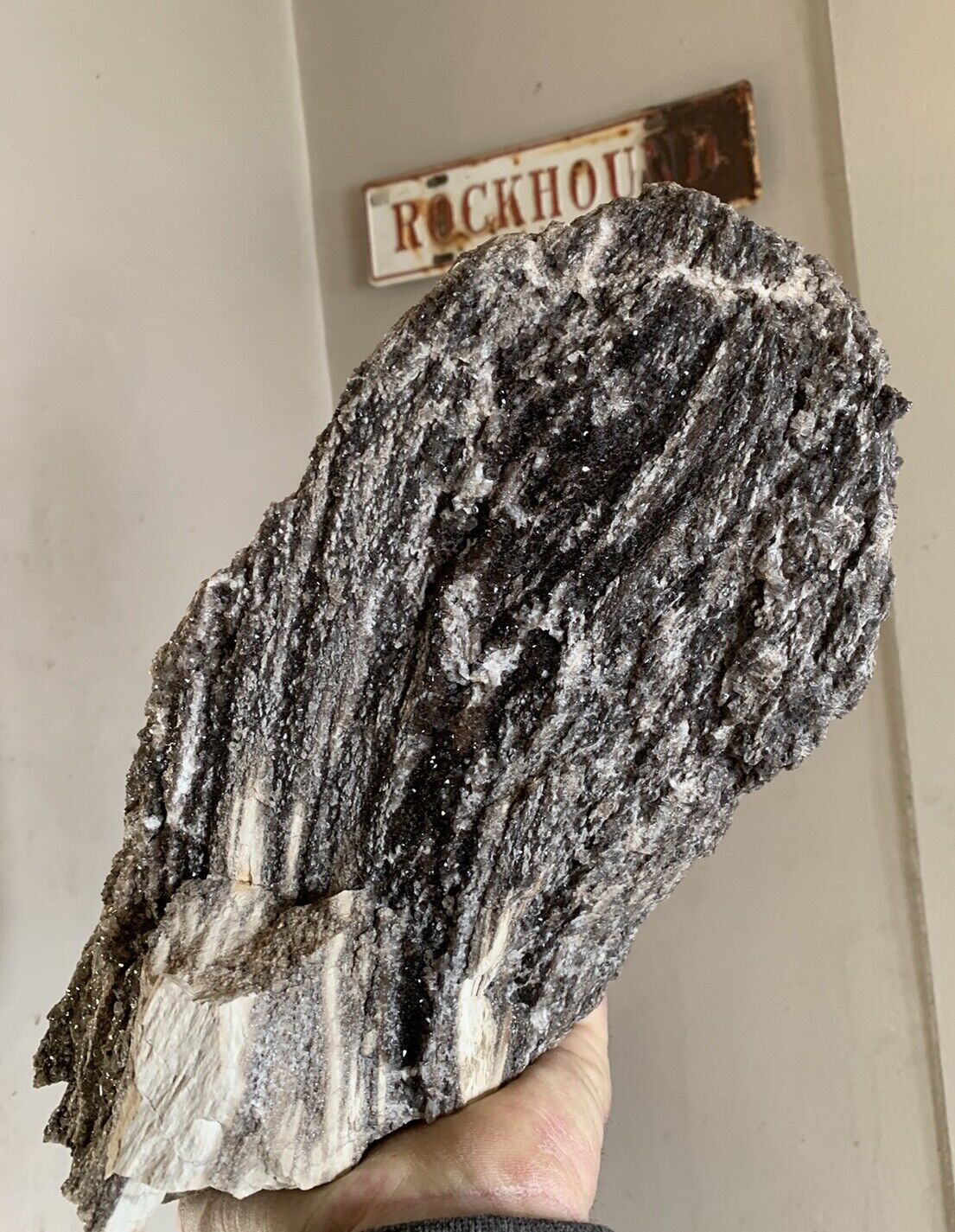 ☘️RR⛏️: Arizona Petrified Wood W/Dark Natural Smoky Quartz Crystals, 9.5 Lb