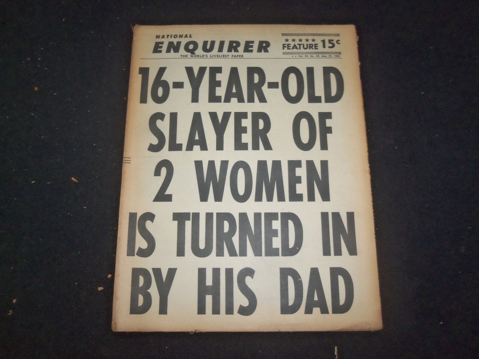 1965 MAY 30 NATIONAL ENQUIRER NEWSPAPER - 16-YEAR OLD SLAVER OF 2 WOMEN- NP 7387