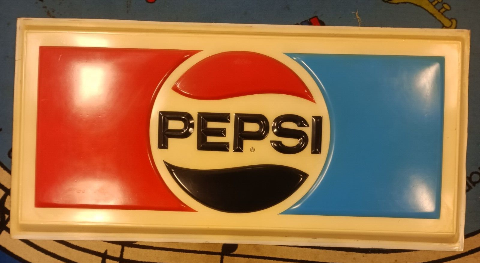 HUGE VTG PEPSI ACRYLIC EMBOSSED OUTDOOR SIGN 72 X 35 SODA COLA STORE ADVERTISING