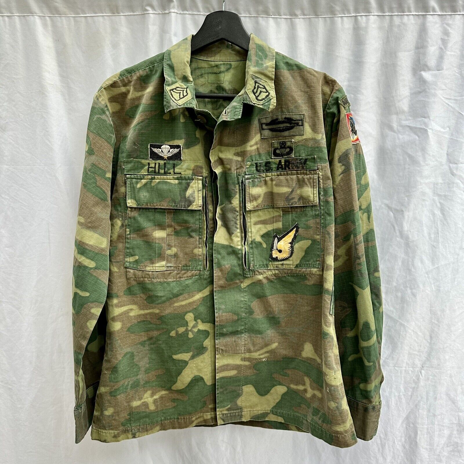Vietnam War Original Named Officer ERDL Camo Jacket Patched Tailored MACV Ranger