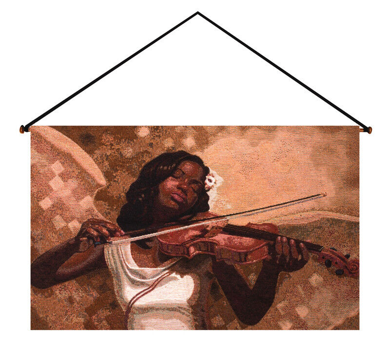 Melody From Heaven ~ African American Woman Violinist Tapestry Wall Hanging