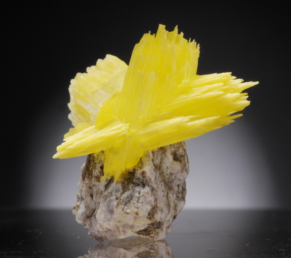 Arcanite crystals on matrix from Poland yellow like wulfenite