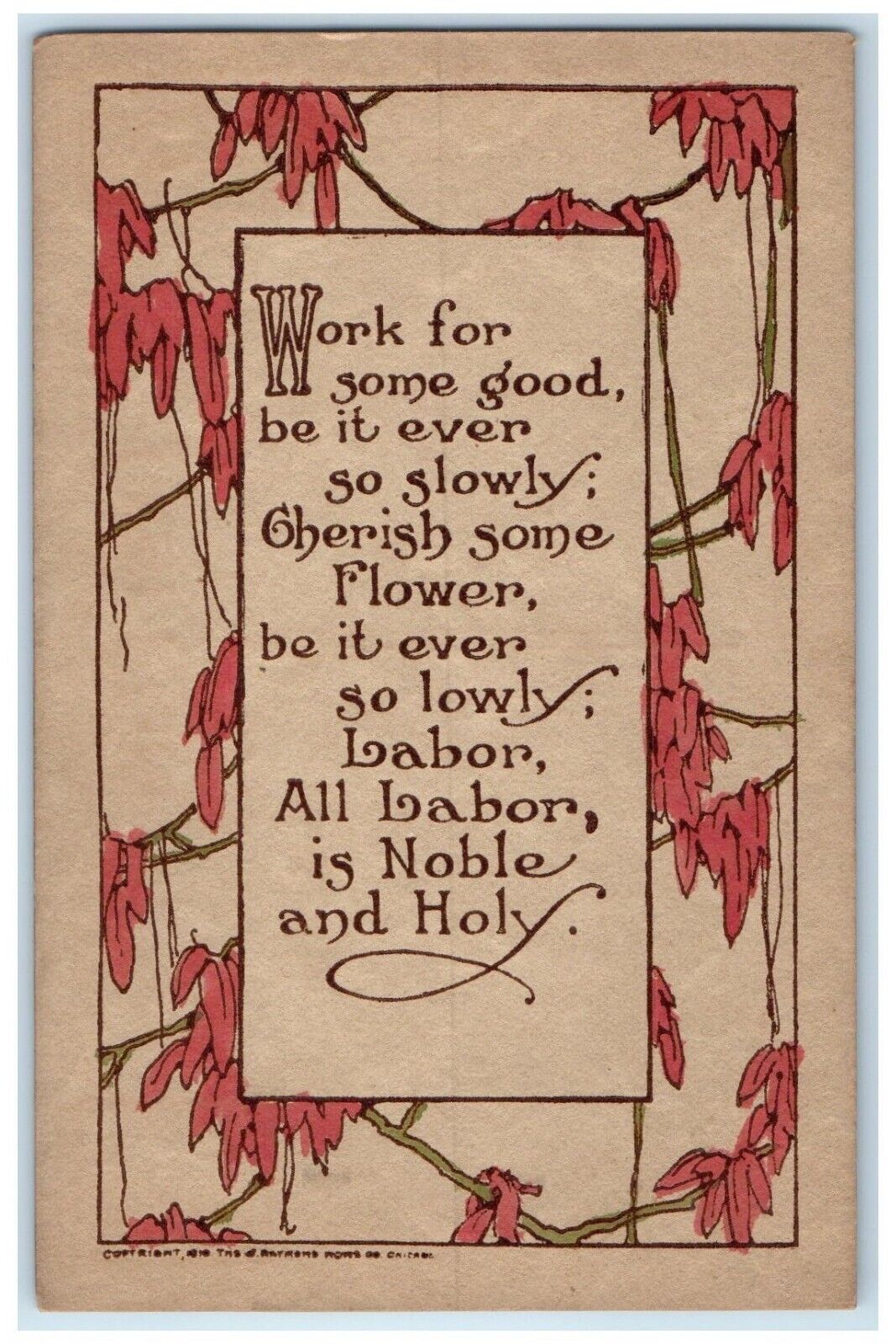 c1910's Motto Arts Crafts Raymond Howe Unposted Antique Postcard