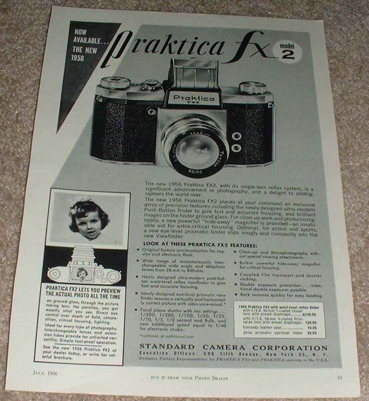 1956 Praktica FX2 Camera Ad, NICE