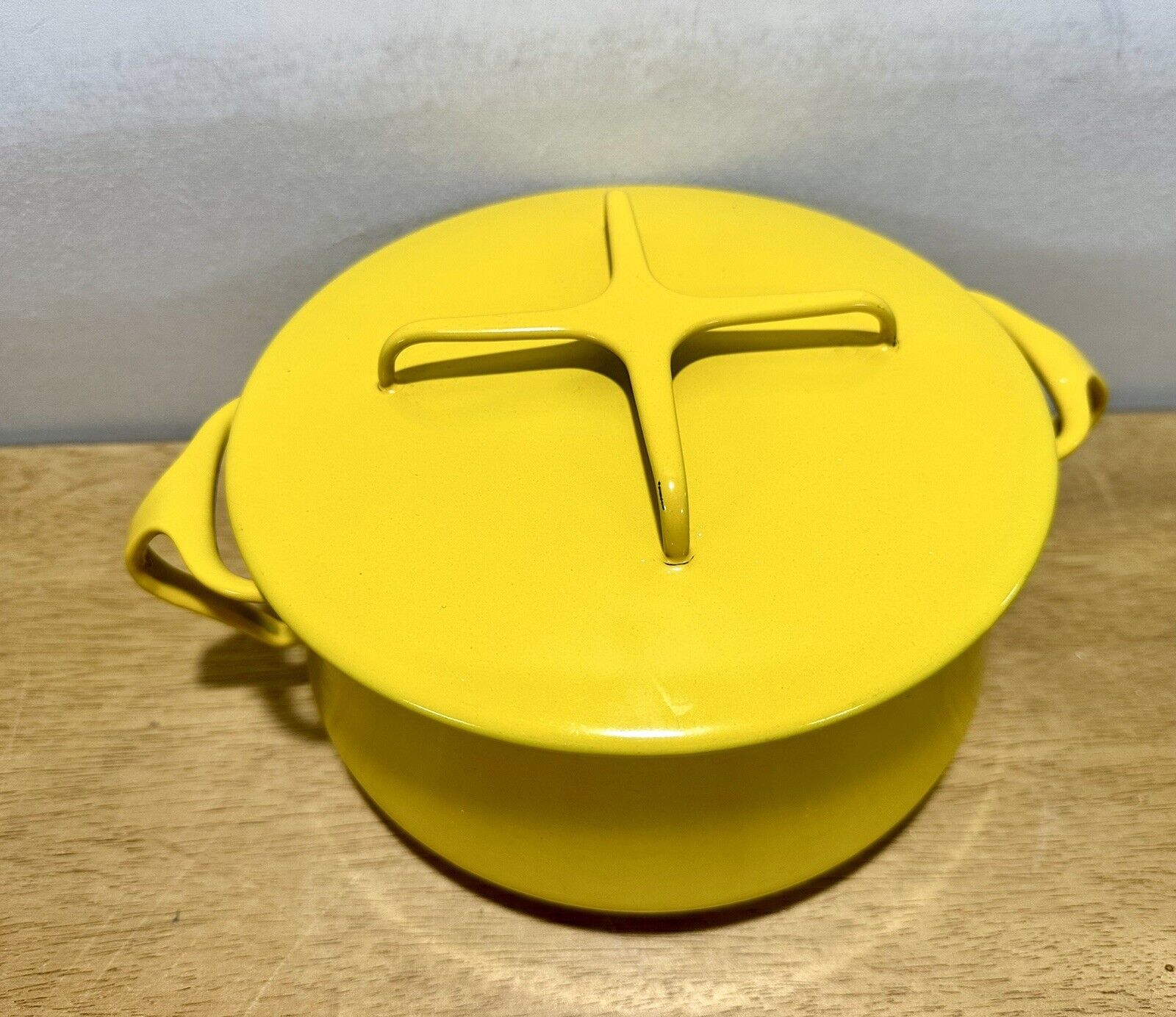 Dansk Designs Denmark IHQ 9 Yellow Enameled Pot w/ Lid Kobenstyle 2 Qt Vintage