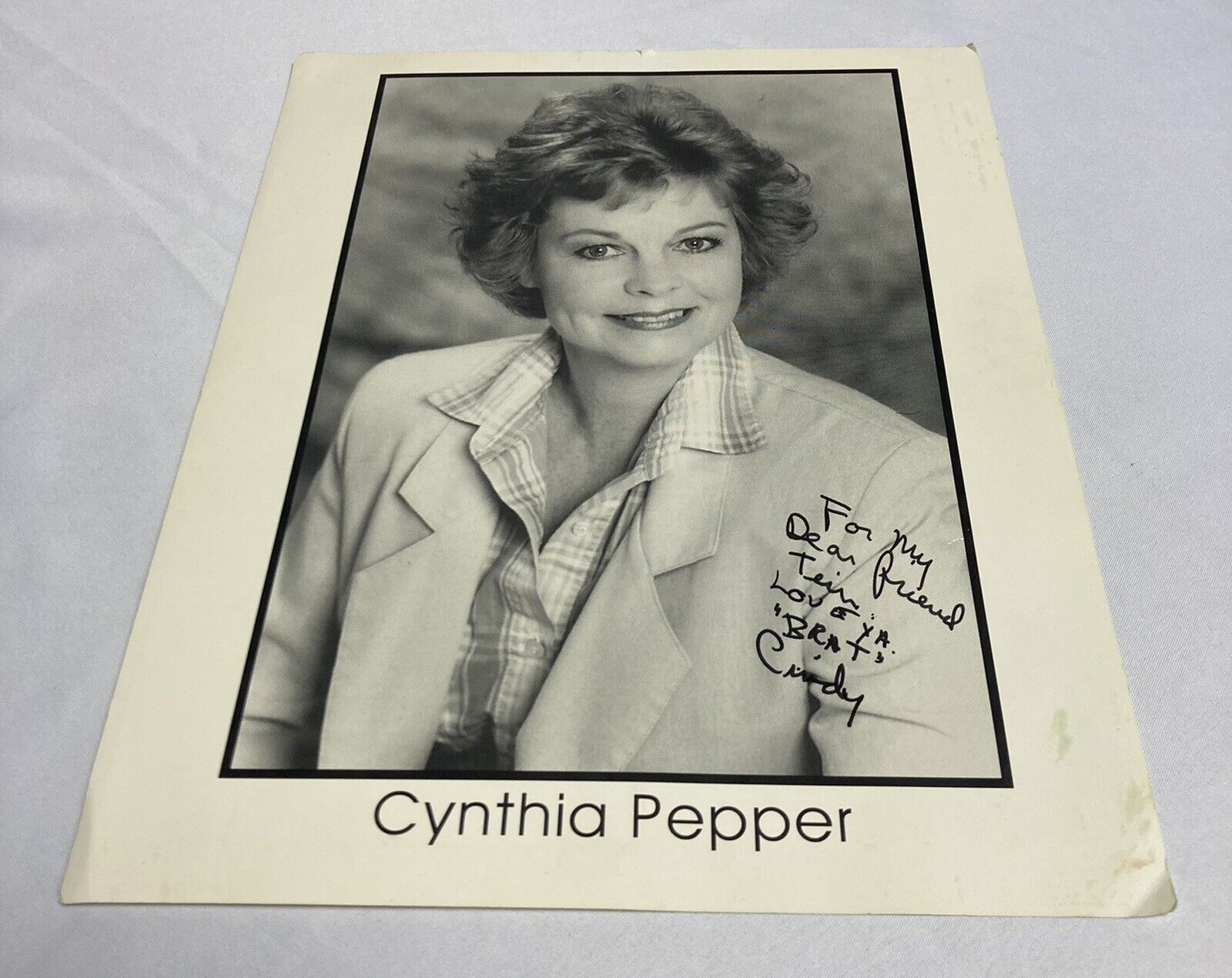 Authentic Cynthia Cindy Pepper Actress Signed Autographed Headshot Photo